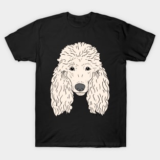 Poodle Dog Face Hand drawn white fur T-Shirt